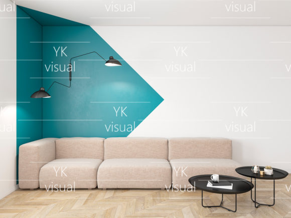 Download Interior with Geometric Print on Wall - Premium Bundle