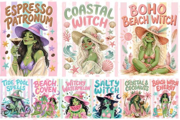 Download Coastal Witch Striped Summerween PNG - Summer Collection