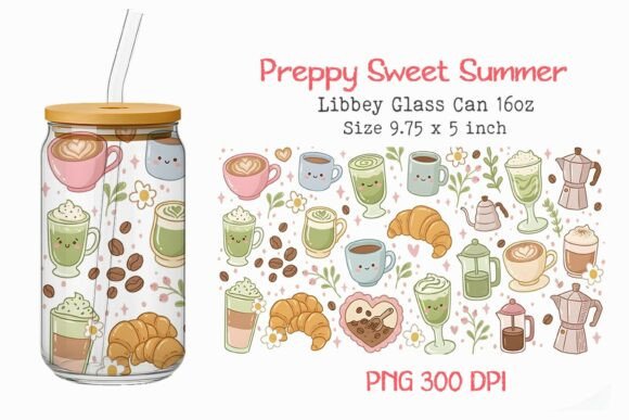 Download Preppy Sweet Summer 16oz Glass Can Wrap - Summer Collection