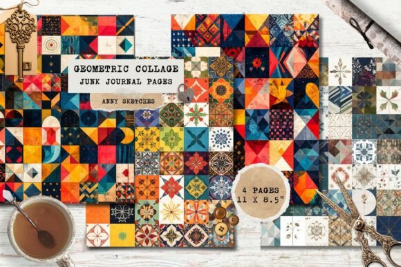 Download Geometric Print Junk Journal Pages - Premium Resources