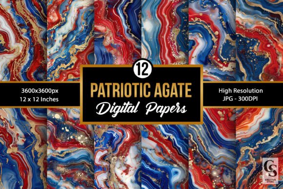 Download Patriotic Red Blue Agate Digital Papers - Digital papers Collection