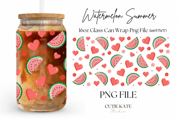 Download Watermelon Summer Fruit Glass Can Wrap - Summer Collection