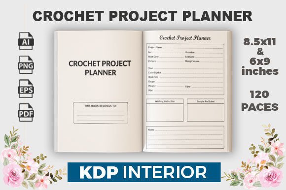 Download Crochet Project Planner | KDP Interior - Crochet project planner Collection