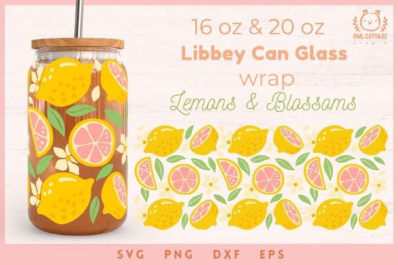 Download Summer Lemons Glass Can Wrap - Summer Collection