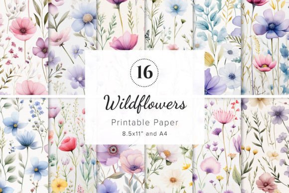Download Wildflowers Digital Papers Bundle - Digital papers Collection