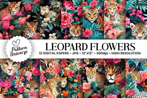 Download Leopard Flowers Pattern Digital Papers - Digital papers Collection